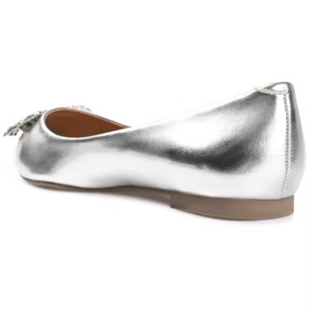 NWB Journee Collection Renzo Slip On Pointed Toe Ballet Flats Silver Size 7.5 W - Picture 4 of 7